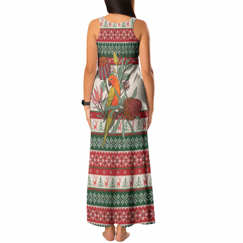 Aussie Sun Parakeet Christmas Tank Maxi Dress Festive Knitted Pattern Inspired