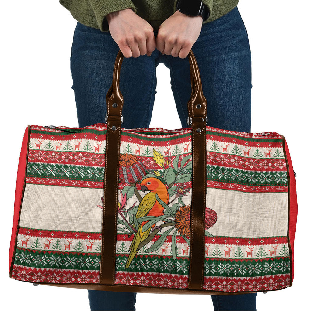 Aussie Sun Parakeet Christmas Travel Bag Festive Knitted Pattern Inspired