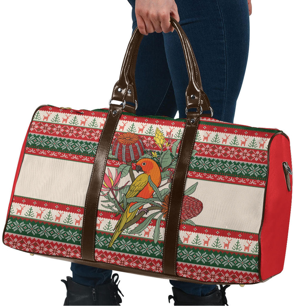 Aussie Sun Parakeet Christmas Travel Bag Festive Knitted Pattern Inspired