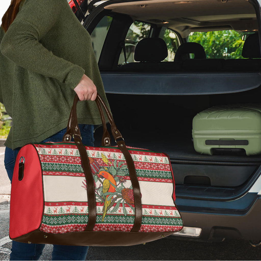 Aussie Sun Parakeet Christmas Travel Bag Festive Knitted Pattern Inspired