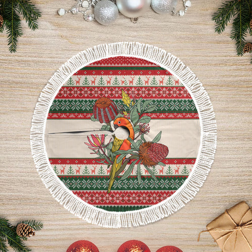 Aussie Sun Parakeet Christmas Tree Skirt Festive Knitted Pattern Inspired