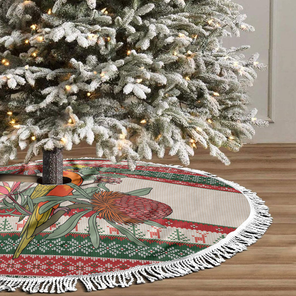 Aussie Sun Parakeet Christmas Tree Skirt Festive Knitted Pattern Inspired