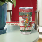 Aussie Sun Parakeet Christmas Tumbler Cup Festive Knitted Pattern Inspired