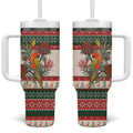Aussie Sun Parakeet Christmas Tumbler With Handle Festive Knitted Pattern Inspired