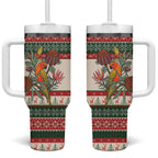 Aussie Sun Parakeet Christmas Tumbler With Handle Festive Knitted Pattern Inspired