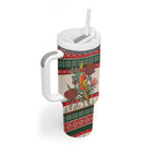 Aussie Sun Parakeet Christmas Tumbler With Handle Festive Knitted Pattern Inspired