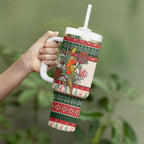Aussie Sun Parakeet Christmas Tumbler With Handle Festive Knitted Pattern Inspired