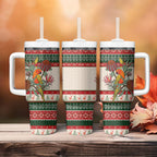 Aussie Sun Parakeet Christmas Tumbler With Handle Festive Knitted Pattern Inspired