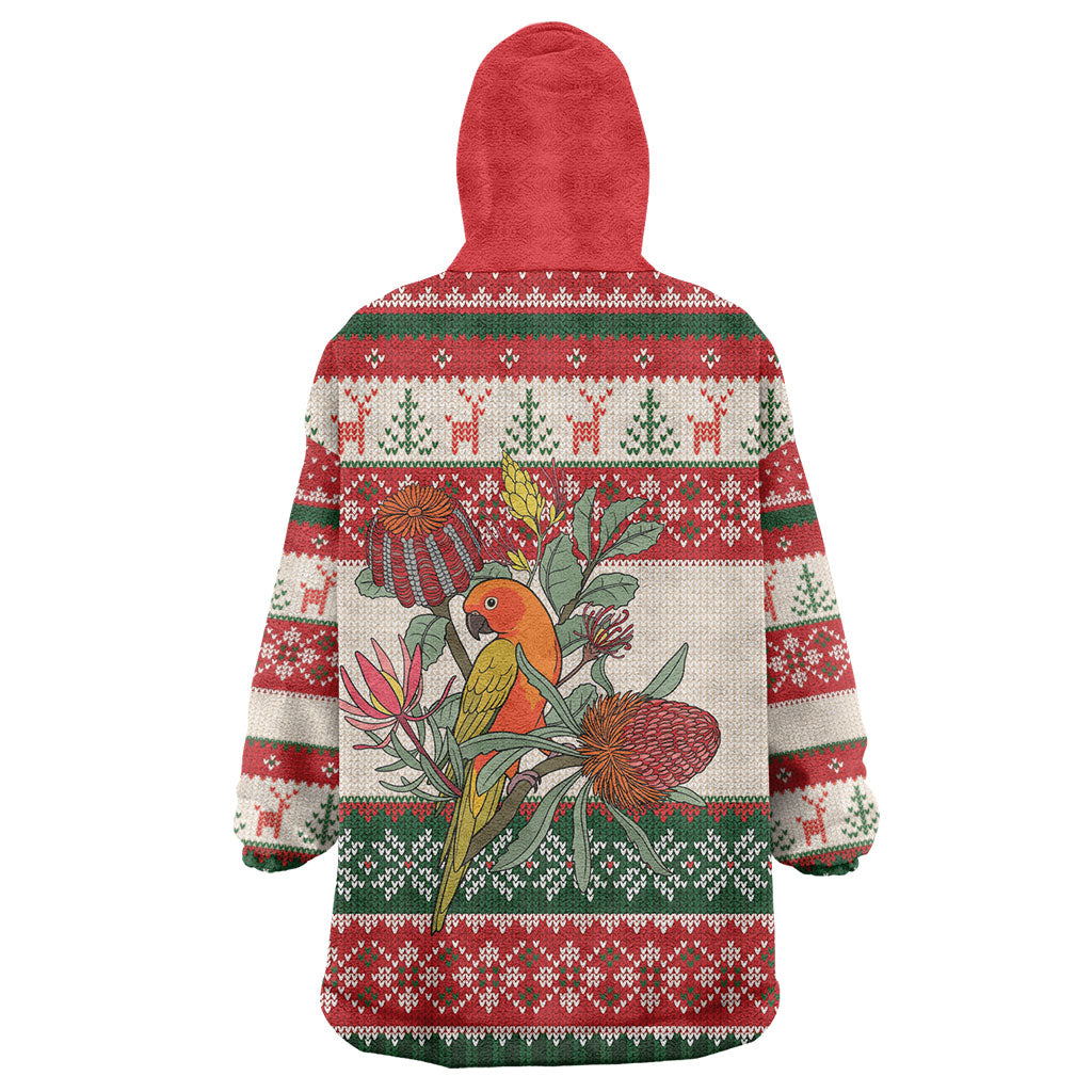 Aussie Sun Parakeet Christmas Wearable Blanket Hoodie Festive Knitted Pattern Inspired