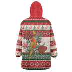 Aussie Sun Parakeet Christmas Wearable Blanket Hoodie Festive Knitted Pattern Inspired