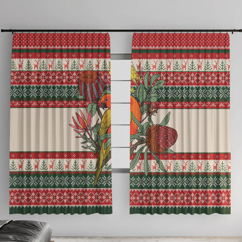 Aussie Sun Parakeet Christmas Window Curtain Festive Knitted Pattern Inspired