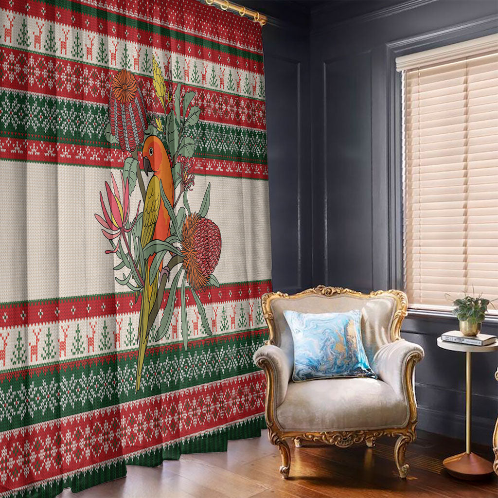 Aussie Sun Parakeet Christmas Window Curtain Festive Knitted Pattern Inspired