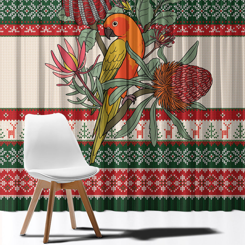 Aussie Sun Parakeet Christmas Window Curtain Festive Knitted Pattern Inspired