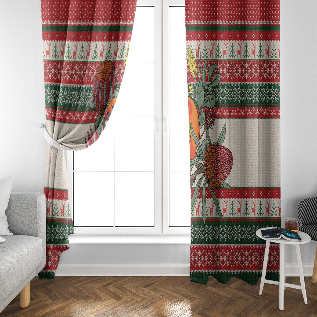 Aussie Sun Parakeet Christmas Window Curtain Festive Knitted Pattern Inspired