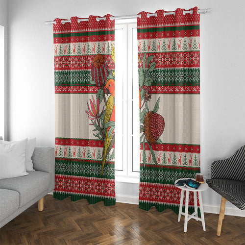 Aussie Sun Parakeet Christmas Window Curtain Festive Knitted Pattern Inspired