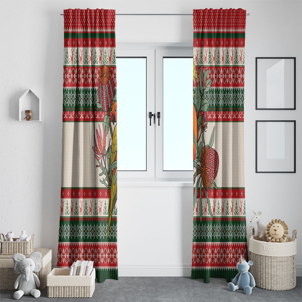 Aussie Sun Parakeet Christmas Window Curtain Festive Knitted Pattern Inspired