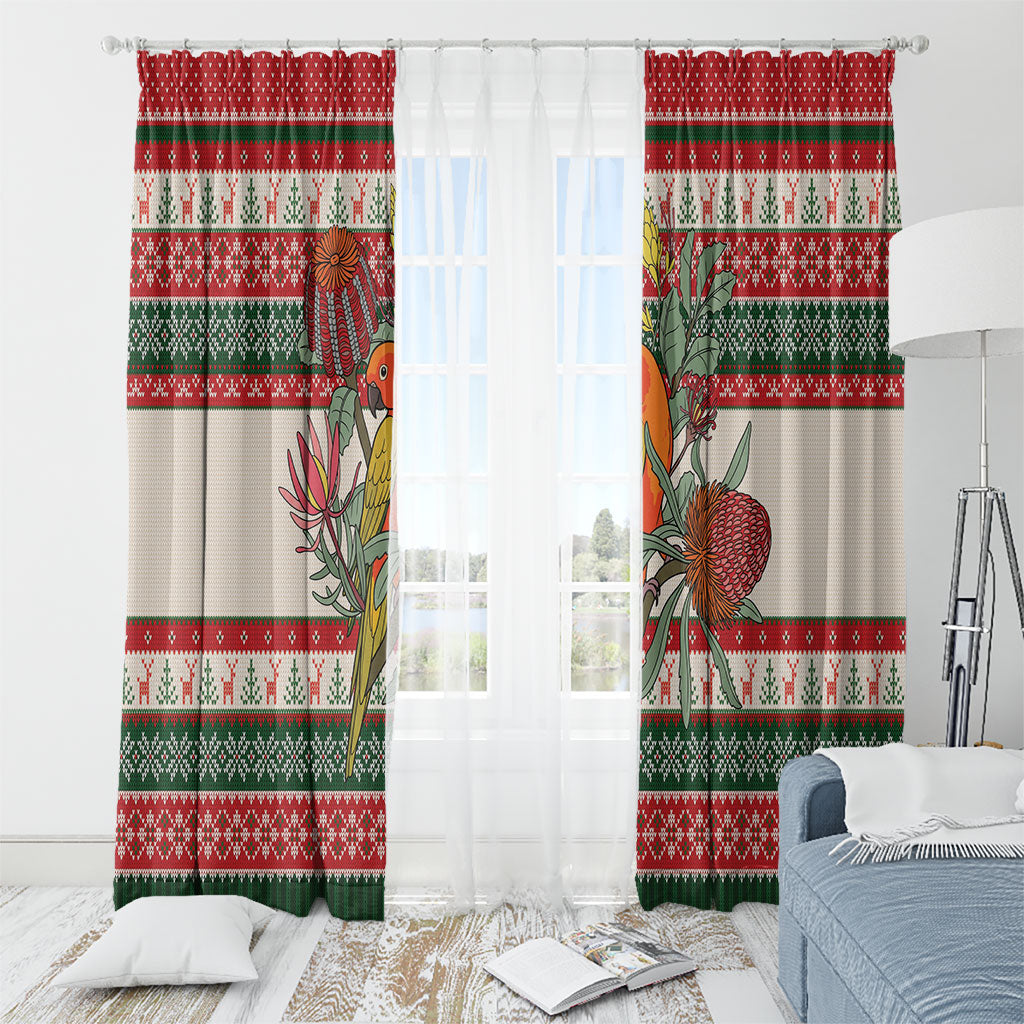Aussie Sun Parakeet Christmas Window Curtain Festive Knitted Pattern Inspired