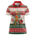 Aussie Sun Parakeet Christmas Women Polo Shirt Festive Knitted Pattern Inspired