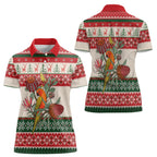 Aussie Sun Parakeet Christmas Women Polo Shirt Festive Knitted Pattern Inspired