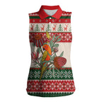 Aussie Sun Parakeet Christmas Women Sleeveless Polo Shirt Festive Knitted Pattern Inspired
