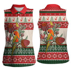 Aussie Sun Parakeet Christmas Women Sleeveless Polo Shirt Festive Knitted Pattern Inspired