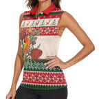 Aussie Sun Parakeet Christmas Women Sleeveless Polo Shirt Festive Knitted Pattern Inspired