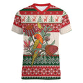 Aussie Sun Parakeet Christmas Women V-Neck T-Shirt Festive Knitted Pattern Inspired