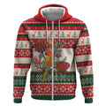 Aussie Sun Parakeet Christmas Zip Hoodie Festive Knitted Pattern Inspired