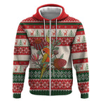 Aussie Sun Parakeet Christmas Zip Hoodie Festive Knitted Pattern Inspired