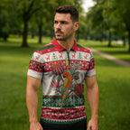 Aussie Sun Parakeet Christmas Zipper Polo Shirt Festive Knitted Pattern Inspired