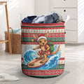 Aussie Wallaby Santa Surf Christmas Laundry Basket Festive Knitted Pattern Inspired