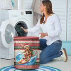 Aussie Wallaby Santa Surf Christmas Laundry Basket Festive Knitted Pattern Inspired