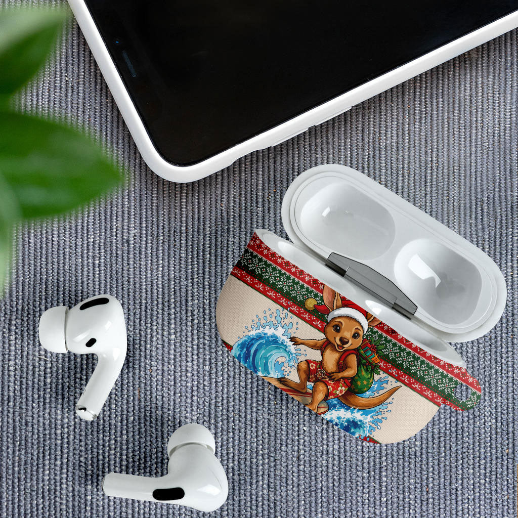 Aussie Wallaby Santa Surf Christmas AirPods Case Festive Knitted Pattern Inspired