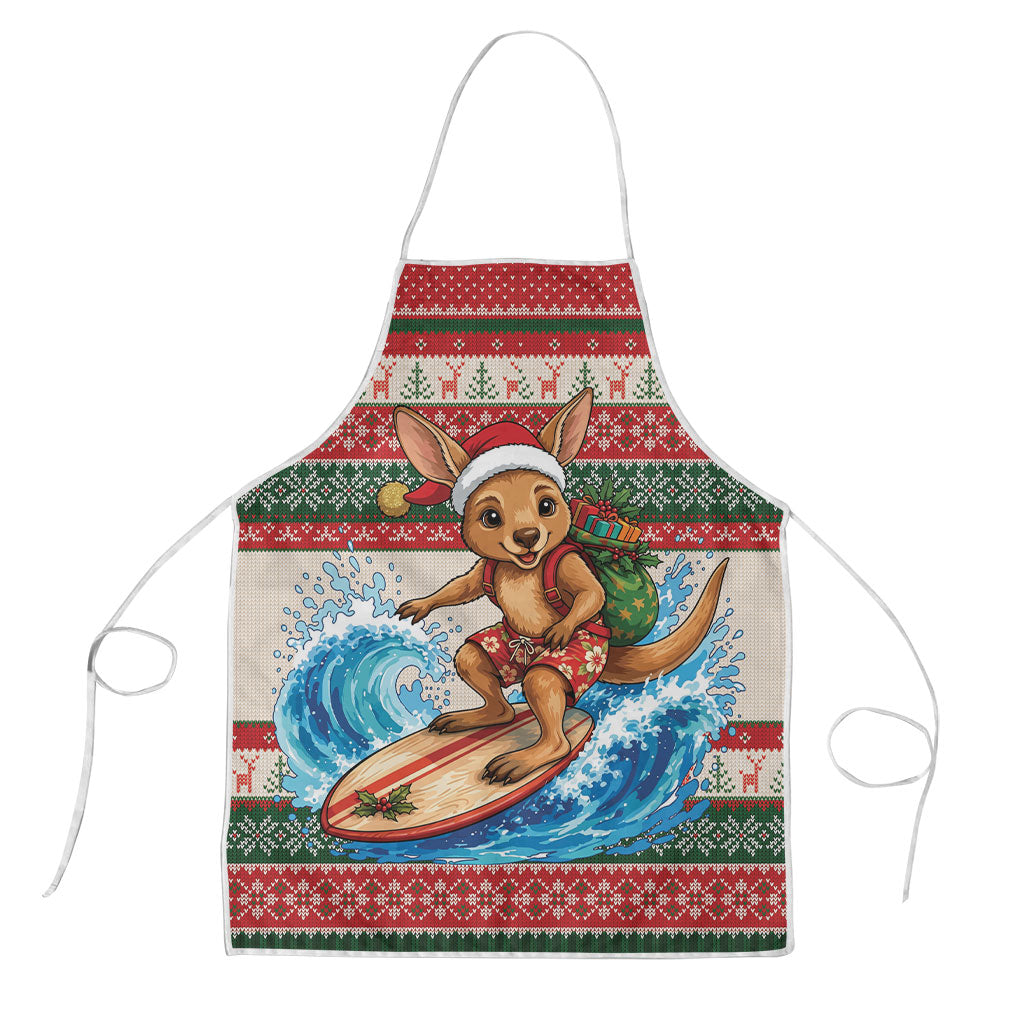 Aussie Wallaby Santa Surf Christmas Apron Festive Knitted Pattern Inspired
