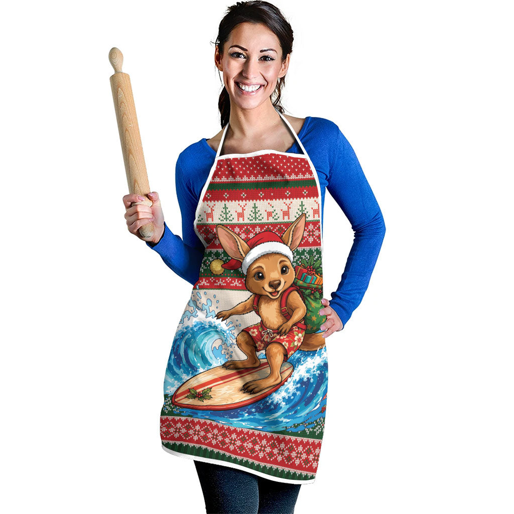 Aussie Wallaby Santa Surf Christmas Apron Festive Knitted Pattern Inspired