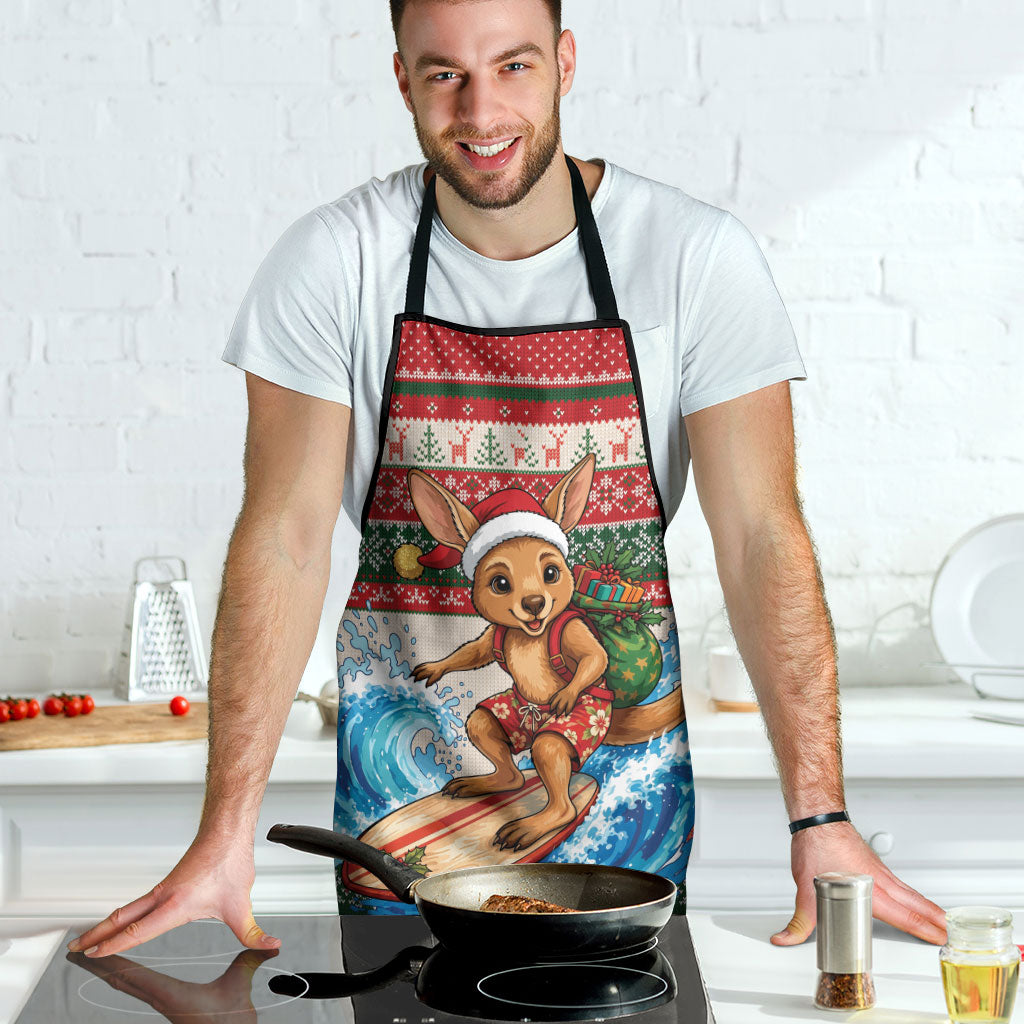 Aussie Wallaby Santa Surf Christmas Apron Festive Knitted Pattern Inspired