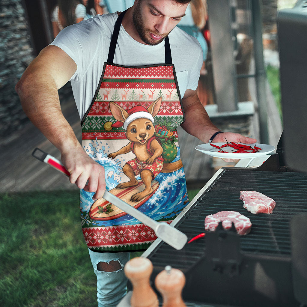 Aussie Wallaby Santa Surf Christmas Apron Festive Knitted Pattern Inspired