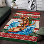 Aussie Wallaby Santa Surf Christmas Area Rug Festive Knitted Pattern Inspired