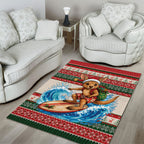 Aussie Wallaby Santa Surf Christmas Area Rug Festive Knitted Pattern Inspired
