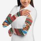 Aussie Wallaby Santa Surf Christmas Arm Sleeves Festive Knitted Pattern Inspired