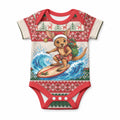 Aussie Wallaby Santa Surf Christmas Baby Onesie Festive Knitted Pattern Inspired
