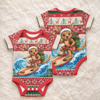 Aussie Wallaby Santa Surf Christmas Baby Onesie Festive Knitted Pattern Inspired