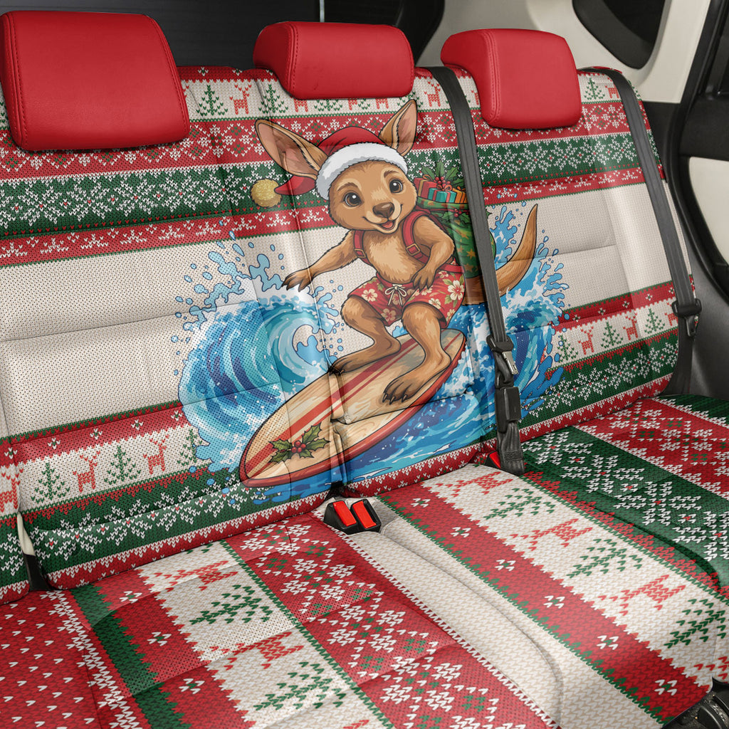 Aussie Wallaby Santa Surf Christmas Back Car Seat Cover Festive Knitted Pattern Inspired