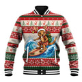 Aussie Wallaby Santa Surf Christmas Baseball Jacket Festive Knitted Pattern Inspired
