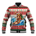 Aussie Wallaby Santa Surf Christmas Baseball Jacket Festive Knitted Pattern Inspired