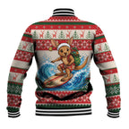 Aussie Wallaby Santa Surf Christmas Baseball Jacket Festive Knitted Pattern Inspired