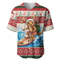 Aussie Wallaby Santa Surf Christmas Baseball Jersey Festive Knitted Pattern Inspired