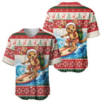 Aussie Wallaby Santa Surf Christmas Baseball Jersey Festive Knitted Pattern Inspired