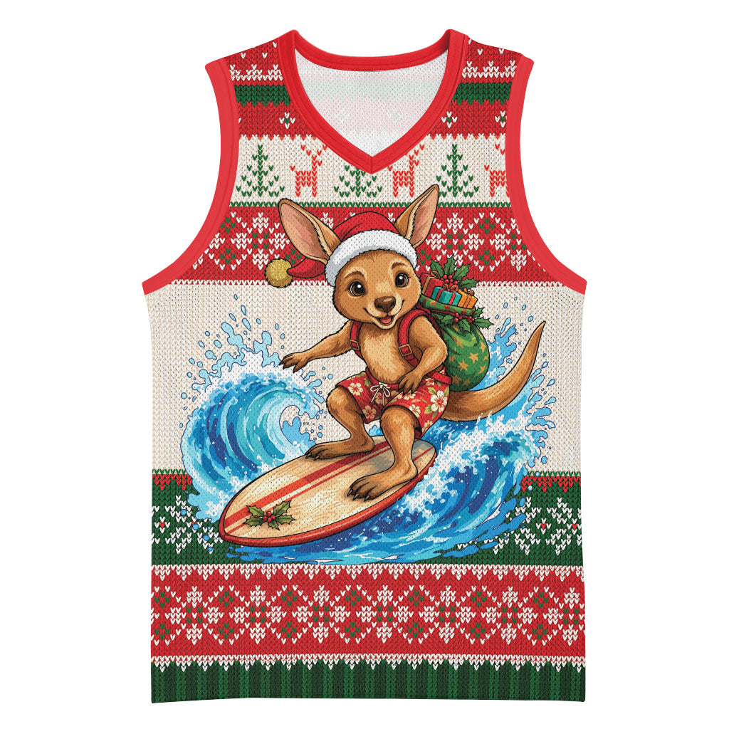 Aussie Wallaby Santa Surf Christmas Basketball Jersey Festive Knitted Pattern Inspired
