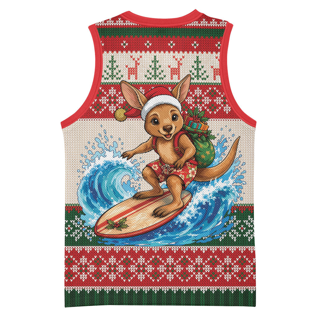 Aussie Wallaby Santa Surf Christmas Basketball Jersey Festive Knitted Pattern Inspired